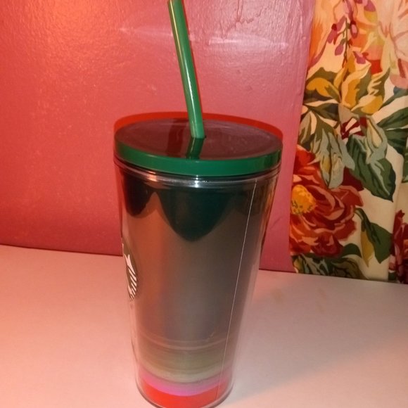Starbucks CHRISTMAS GREEN & RED 2022 Holiday Travel Tumbler WITH Lid - Picture 5 of 9